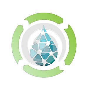 Eco process logo, aqua refresh symbol, filter vector