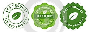 eco product environment friendly green leaf symbol emblem product stamp in circle flat seal plant tag