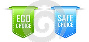 Eco product label, safe choice ribbon