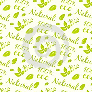 Eco products seamless pattern design. Bio, natural, eco
