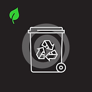 Eco recycle bag icon, carrybag basket. Vector. Arrow ecofreindly leafs triangle