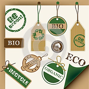 Eco, recycle, bio tags and stamps