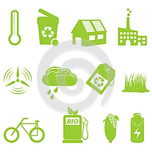 Eco and recycling icon set