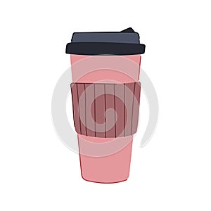 eco reusable coffee cup cartoon vector illustration