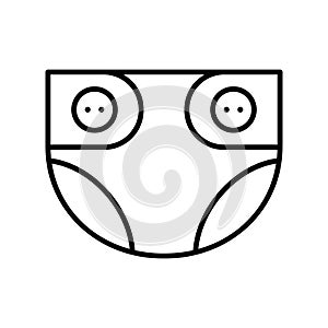 Eco reusable diaper icon. Thin line art template for ecological nappy. Black simple illustration. Contour isolated vector image on