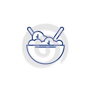 Eco salad bowl  line icon concept. Eco salad bowl  flat  vector symbol, sign, outline illustration.