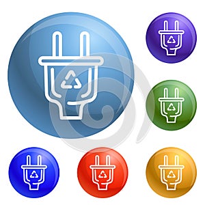 Eco saving plug icons set vector