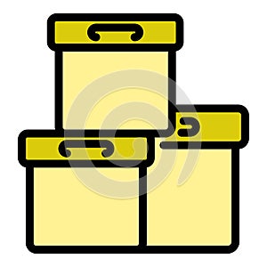 Eco shipping boxes icon color outline vector