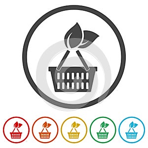 Eco shopping icon. Set icons colorful