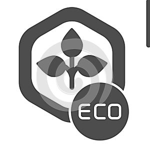 Eco sign solid icon. Natural symbol vector illustration isolated on white. Organic glyph style design, designed for web