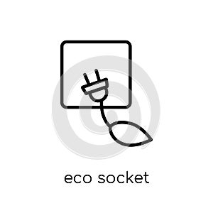 eco Socket icon. Trendy modern flat linear vector eco Socket icon on white background from thin line nature collection