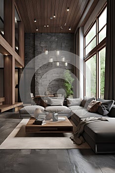 Eco style interior of living room in modern house