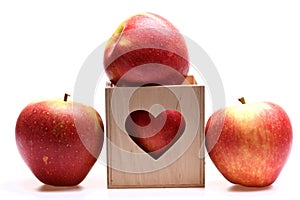 Eco style and Valentines day concept. Composition of apples