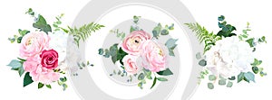 Eco style wedding flowers vector design bouquets