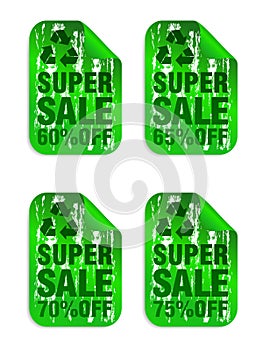 Eco super sale green stickers set 60%, 65%, 70%, 75% off discount