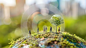 eco sustainable corporate miniature macro photography tilt shift office green lens