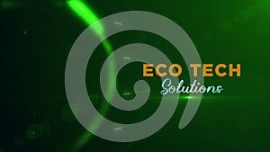 Eco Tech Solutions Lettering On Green Shiny Half Left Position Of Dotted Globe Earth World Map Motion View