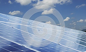 eco technology solar panel with sun and blue sky background. concept clean energy in nature