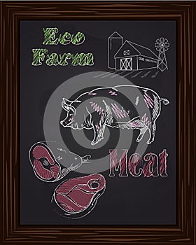 Eco term with a pig and meat