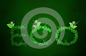 Eco text of grass in green background