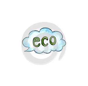 Eco text in watercolor cloud