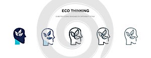 Eco thinking icon in different style vector illustration. two colored and black eco thinking vector icons designed in filled,