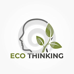 Eco thinking icon. ecology, eco friendly and environment symbol. human head and plant sprout