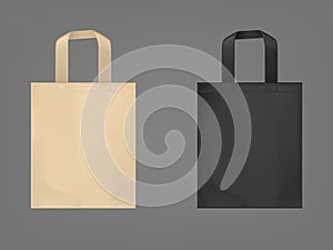 Eco tote bags, black and brown shopping handbags