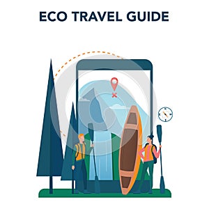 Eco tourism and eco traveling online service or platform. Eco friendly