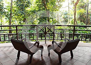 Eco tourism, resort patio with natural jungle view