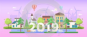 Eco town - modern flat design style vector illustration