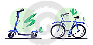 Eco transport flat vector color illustrations