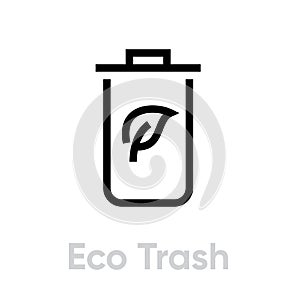 Eco trash recycling icon. Editable line vector.