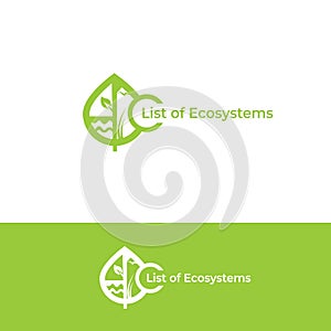 Eco vector logo. Bio food vector logo. Green leaves emblem. Organic food label element