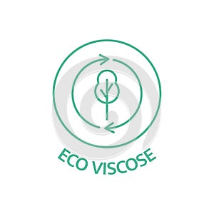 Eco viscose line icon. Sustainable clothes stamp. Fabric badge. Biodegradable symbol. Slow fashion. Quality certificate