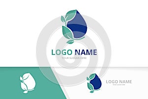 Eco water and leaves logo combination. Unique nature oil logotype design template.