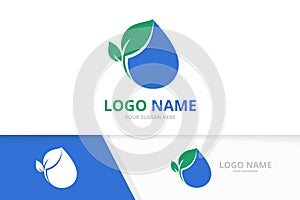 Eco water logo combination. Clean drop logotype design template.