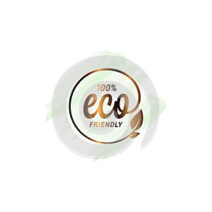 Eco watercolor design. Ecology logo with leaf