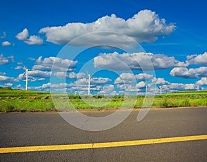 Eco wind power generator on the grassland