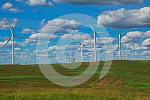 Eco wind power generator on the grassland