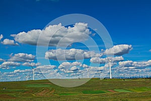 Eco wind power generator on the grassland