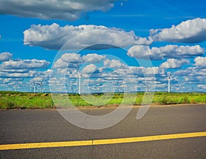 Eco wind power generator on the grassland