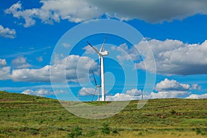 Eco wind power generator on the grassland