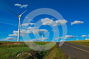 Eco wind power generator on the grassland