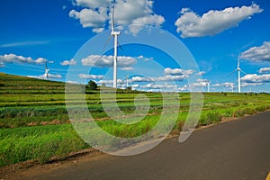 Eco wind power generator on the grassland