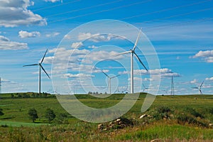 Eco wind power generator on the grassland