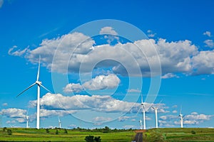 Eco wind power generator on the grassland