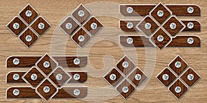 Eco wood 3d tiles with Brown wood and screw elements. Material wood oak.