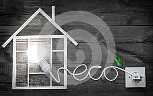 Eco wooden home construction abstract sign symbol metaphor