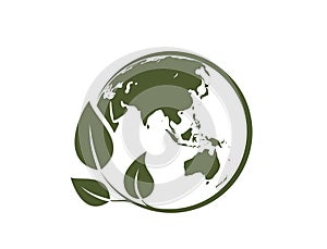 eco world icon. eastern hemisphere of the earth. earth day illustration. Asia, Far East and Australia. vector image